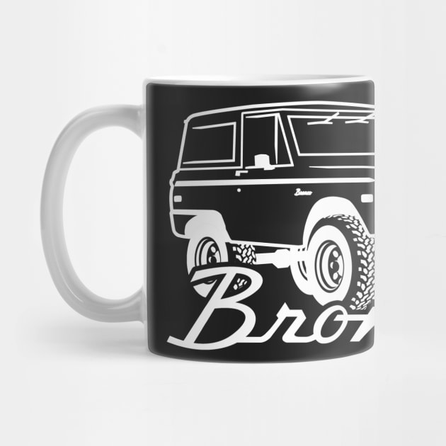 1966-1977 Ford Bronco White Print w/tires by The OBS Apparel